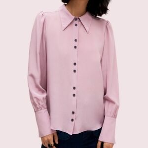Kate Spade Runway Collection Silk Point Collar Purple Blouse Women's Size XS